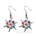 Vogue Women Stainless Steel Chakra Stone Long Drop Earrings